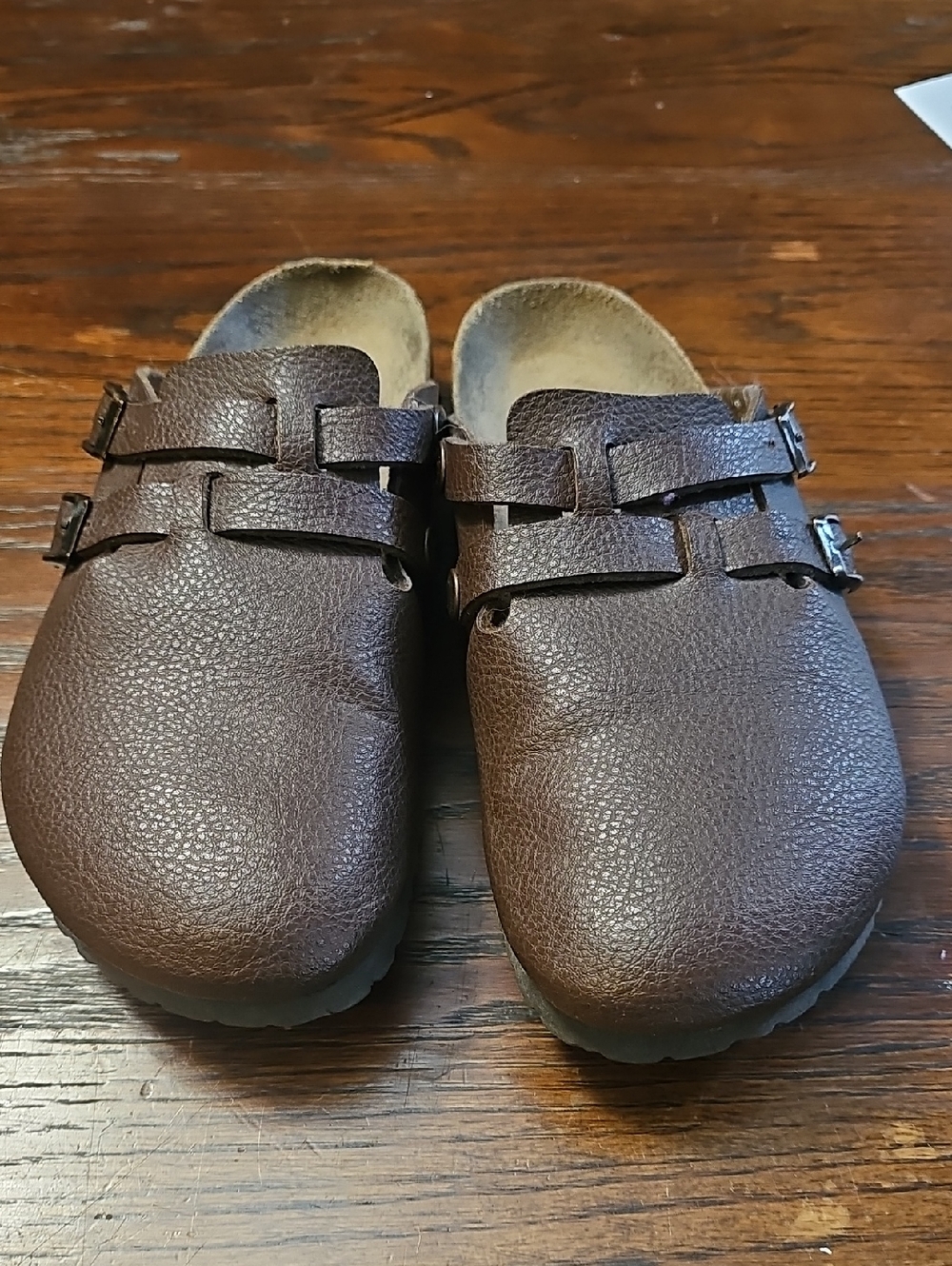 Birkenstock  Birkis Camden Brown Leather Clogs with Dual Buckles 37 Fit Like 7